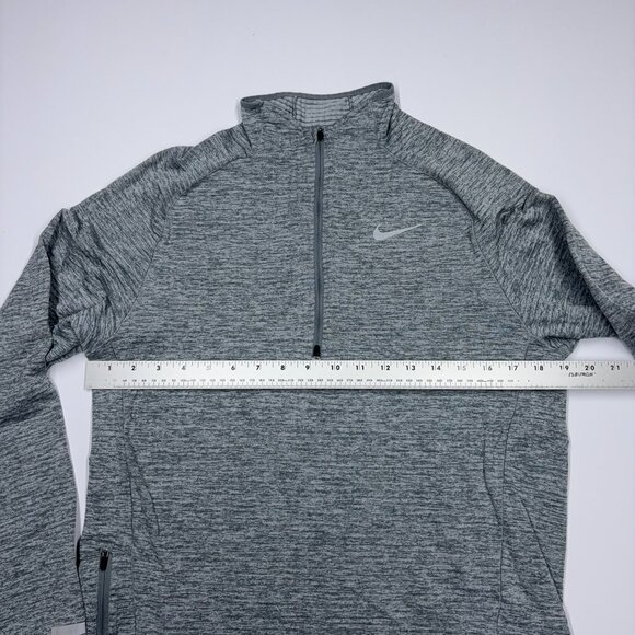 Nike Men's Sweatershirt Half Zip Running Dri Fit Thumb Hole Gray - Size Small - Picture 10 of 11
